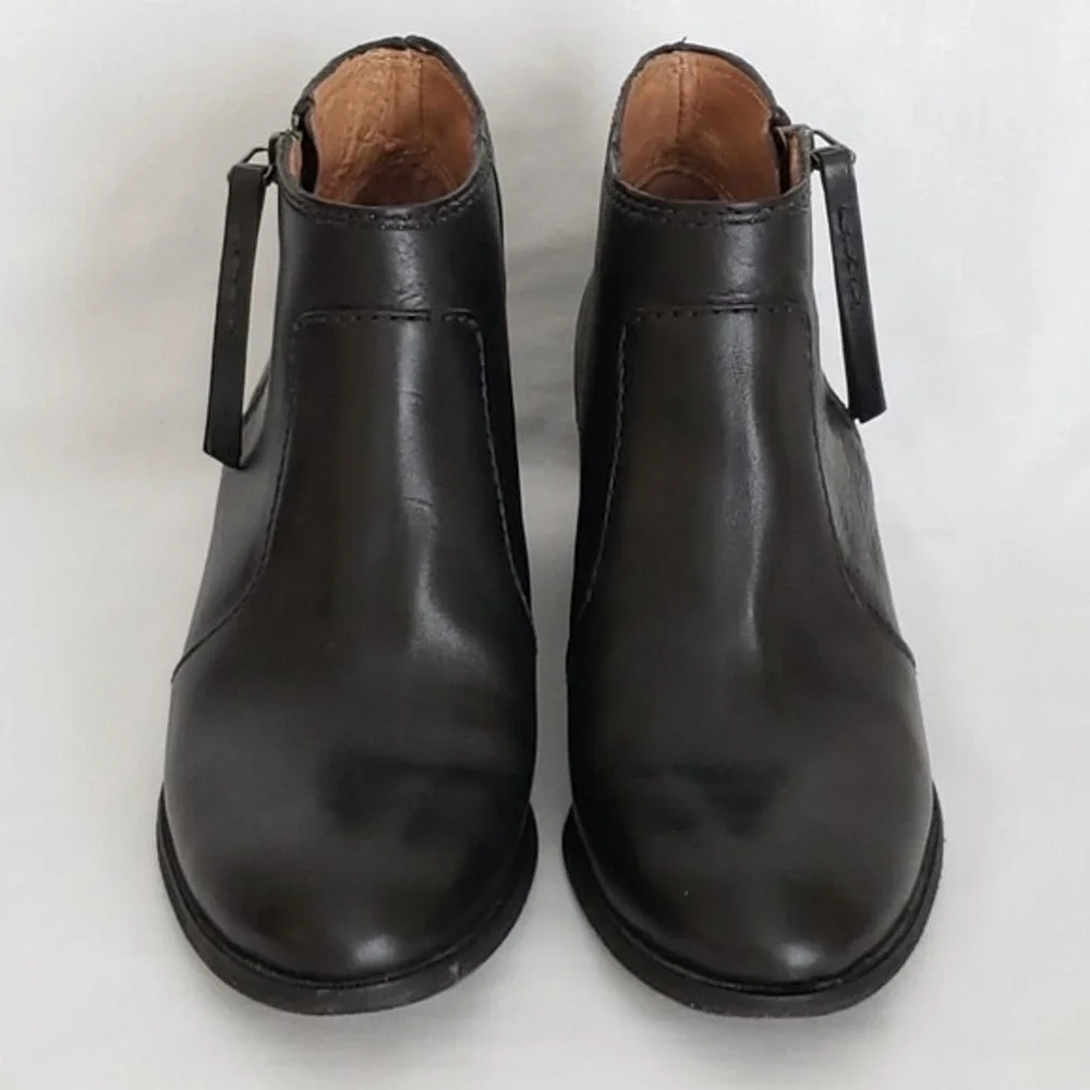 Madewell‎ Black Leather Janice Zip Ankle Boots- Size 6